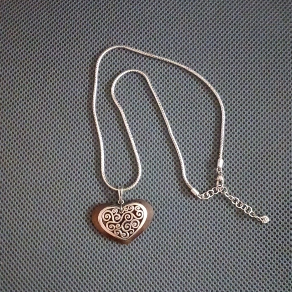 Brighton Amber and Silver Heart Wheat Chain Necklace - Picture 5 of 12